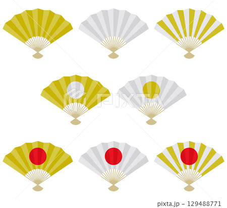金と銀の扇子 無地・日の丸・ツートンカラーセット 129488771