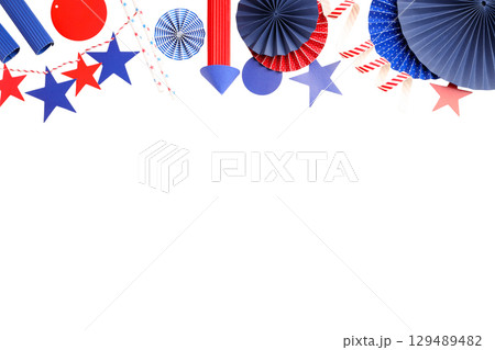 Colorful patriotic decor on bright backdrop, isolated on white, PNG Colorful patriotic decor on bright backdrop, isolated on white, PNG 129489482