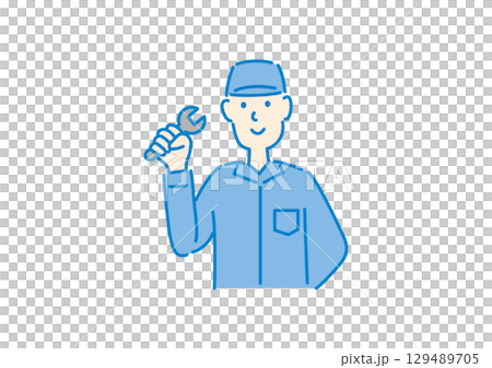 スパナを持つ作業員 スパナを持つ作業員 129489705