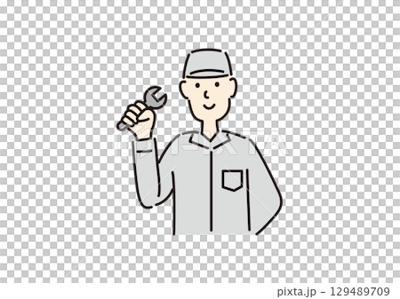 有扳手的工人 129489709