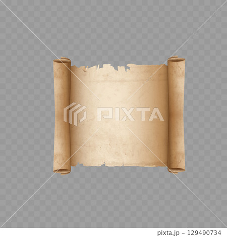 Old Vintage Paper Scroll Mockup. Blank Antique Manuscript Parchment. Vector Old Vintage Paper Scroll Mockup. Blank Antique Manuscript Parchment. Vector 129490734