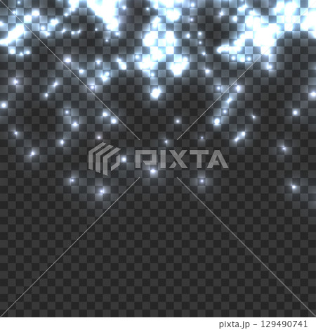 Falling Blue Glitter Sparkle Dust Overlay. Cool Luminous Light Effect. Vector 129490741