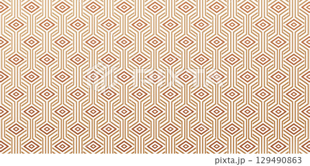a rug with a diamond pattern woven abstract geometric pattern with stripes, lines seamless background white and gold ornament. Simple lattice graphic design for fabric, textile, cover, wrapping paper 129490863