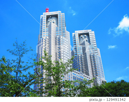 東京都庁と青空の風景 129491342