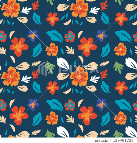 Colorful Floral Pattern Design 129491729