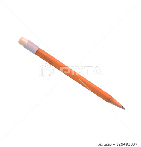 会社や職場や仕事やオフィスや勉強での筆記用具である消しゴム付きのレトロな鉛筆 129491837