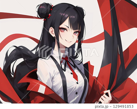 白いシャツを着た、お団子ヘアの女の子2 白いシャツを着た、お団子ヘアの女の子2 129491853