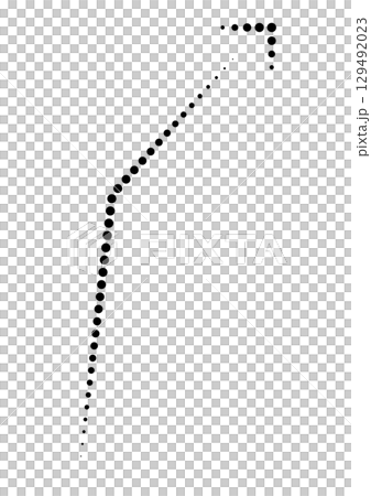 黒いドットの曲がる矢印アイコン 129492023