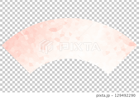 Japanese pattern fan-shaped frame illustration material Pink cherry blossom petal image New Year's card 129492290