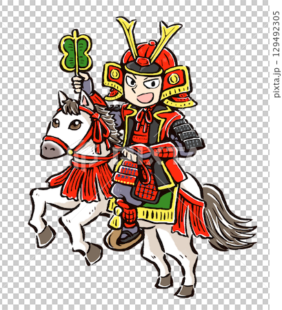 一位身穿盔甲、騎著白馬的戰士 一位身穿盔甲、騎著白馬的戰士 129492305