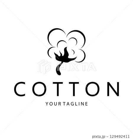 Soft natural organic cotton flower plant logo for cotton plantations, industries,business,textile,clothing and beauty,vector Soft natural organic cotton flower plant logo for cotton plantations, industries,business,textile,clothing and beauty,vector 129492411