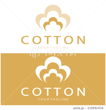 Soft natural organic cotton flower plant logo for cotton plantations, industries,business,textile,clothing and beauty,vector Soft natural organic cotton flower plant logo for cotton plantations, industries,business,textile,clothing and beauty,vector 129492416