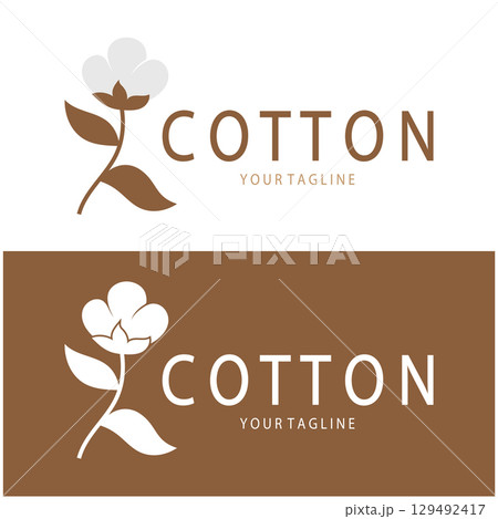 Soft natural organic cotton flower plant logo for cotton plantations, industries,business,textile,clothing and beauty,vector Soft natural organic cotton flower plant logo for cotton plantations, industries,business,textile,clothing and beauty,vector 129492417