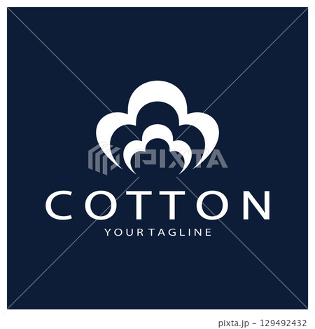 Soft natural organic cotton flower plant logo for cotton plantations, industries,business,textile,clothing and beauty,vector Soft natural organic cotton flower plant logo for cotton plantations, industries,business,textile,clothing and beauty,vector 129492432