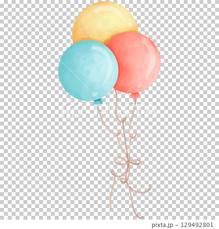 Watercolor hand painted birthday party balloons Watercolor hand painted birthday party balloons 129492801