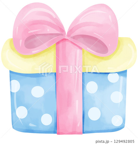 watercolor hand drawn birthday gift box 129492805