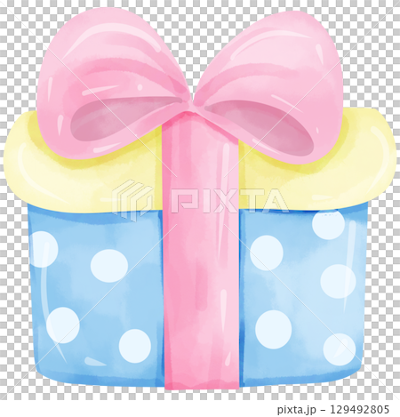 watercolor hand drawn birthday gift box 129492805