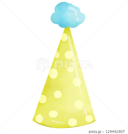 Watercolor hand-painted birthday party hat 129492807