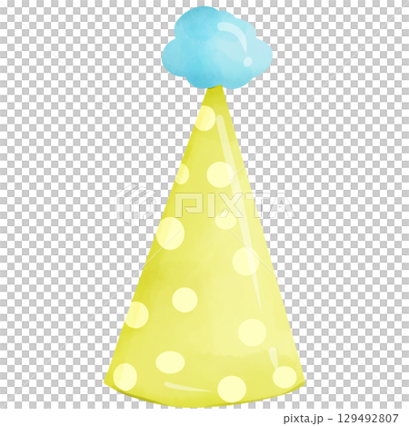 Watercolor hand-painted birthday party hat 129492807