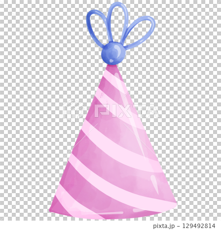 Watercolor hand-painted birthday party hat 129492814