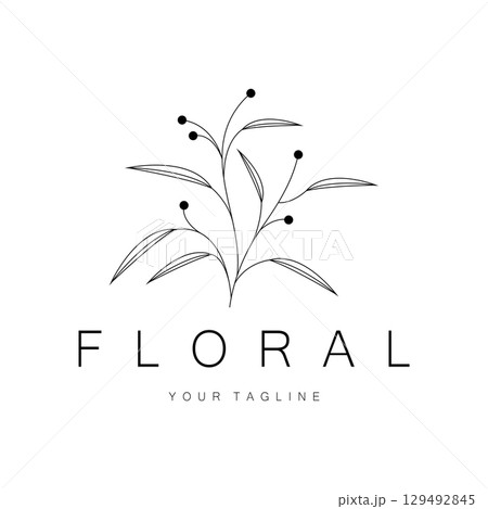Elegant floral and leaf frame. Delicate botanical vector illustration for labels, spas, corporate identity, and wedding invitations 129492845