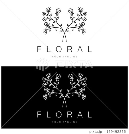 Elegant floral and leaf frame. Delicate botanical vector illustration for labels, spas, corporate identity, and wedding invitations 129492856