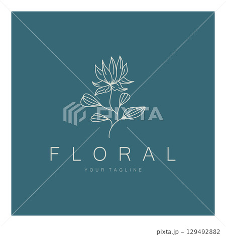 Elegant floral and leaf frame. Delicate botanical vector illustration for labels, spas, corporate identity, and wedding invitations 129492882