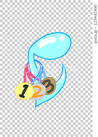 A musical note with a medal 129492990