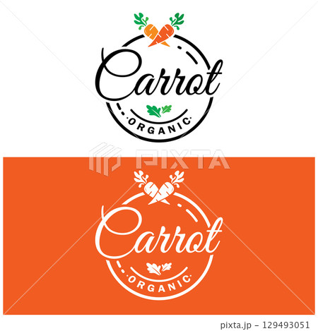 Carrot Illustration Creative Design Carrot Agricultural Product Logo Icon, Carrot Processing,vegan food, Farmers Market,Vector 129493051