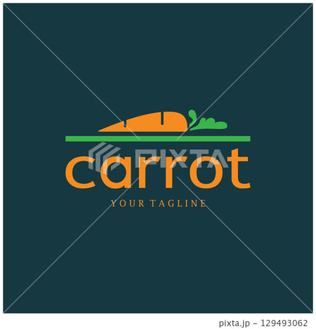 Carrot Illustration Creative Design Carrot Agricultural Product Logo Icon, Carrot Processing,vegan food, Farmers Market,Vector 129493062
