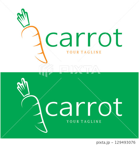 Carrot Illustration Creative Design Carrot Agricultural Product Logo Icon, Carrot Processing,vegan food, Farmers Market,Vector 129493076