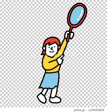 虫眼鏡を手に持つ人物のイラスト 129493609