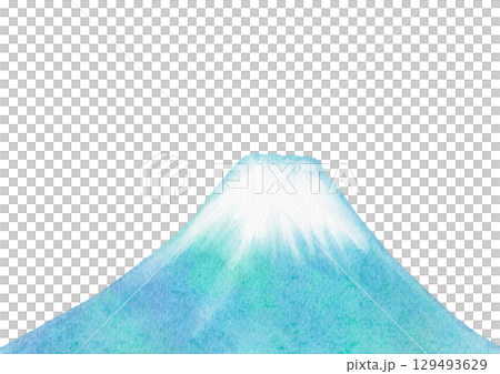 富士山的水彩插圖 129493629