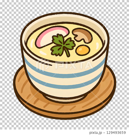 美味しそうな茶碗蒸しの手描き切り抜きイラスト 美味しそうな茶碗蒸しの手描き切り抜きイラスト 129493659