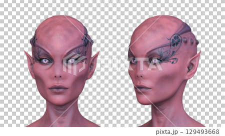 女性エイリアンの顔 129493668