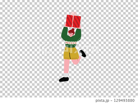 大きなプレゼントを持つ女性 129493880