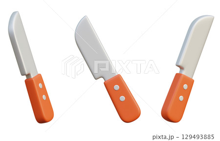 Cartoon Style kitchen knife 3D graphic 129493885