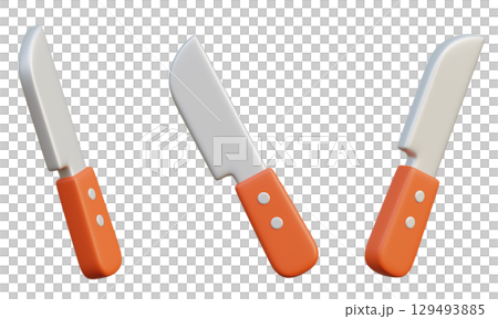 Cartoon Style kitchen knife 3D graphic 129493885