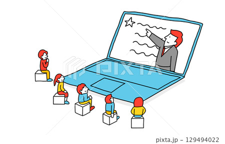 オンライン授業・オンラインレッスンのイラスト 129494022
