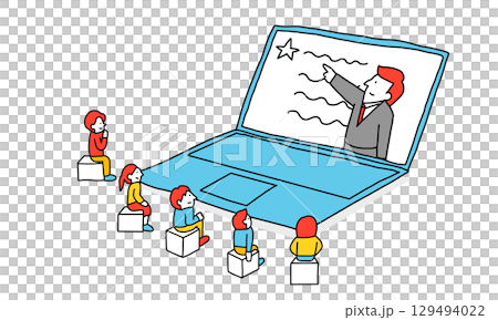 オンライン授業・オンラインレッスンのイラスト 129494022