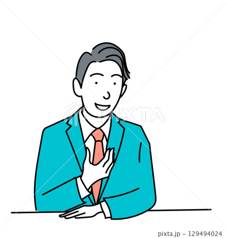 イラスト素材: 商談中に話す男性 ビジネスマン ベクター 白背景 イラスト素材: 商談中に話す男性 ビジネスマン ベクター 白背景 129494024