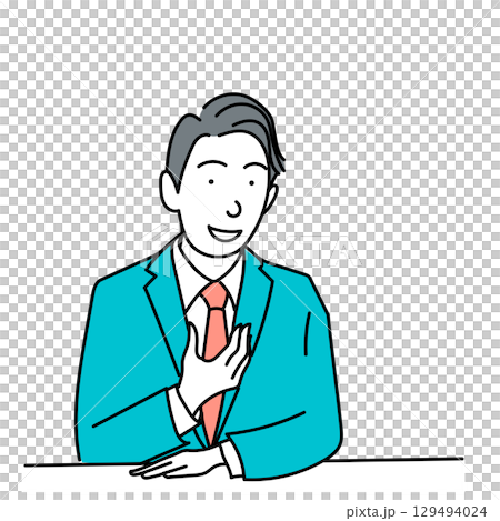 イラスト素材: 商談中に話す男性 ビジネスマン ベクター 白背景 イラスト素材: 商談中に話す男性 ビジネスマン ベクター 白背景 129494024