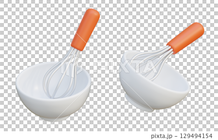 Cartoon Style whisk with bowl 3D graphic 129494154