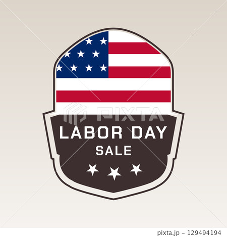 labor day sale shield with usa flag top 129494194
