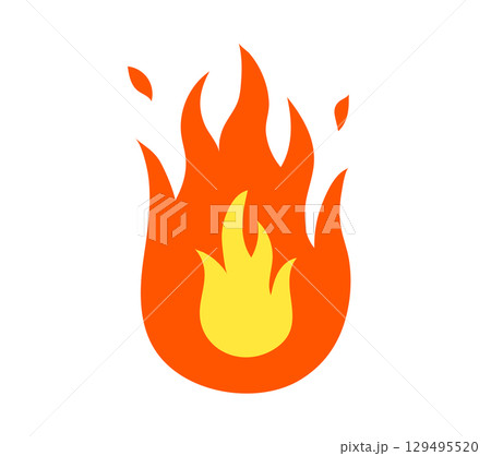 シンプルな火のアイコン　炎　燃える　熱い　熱　火災　情熱　可燃　燃焼　炎上　点火　マーク　やる気 129495520