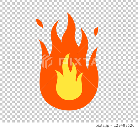 シンプルな火のアイコン　炎　燃える　熱い　熱　火災　情熱　可燃　燃焼　炎上　点火　マーク　やる気 129495520