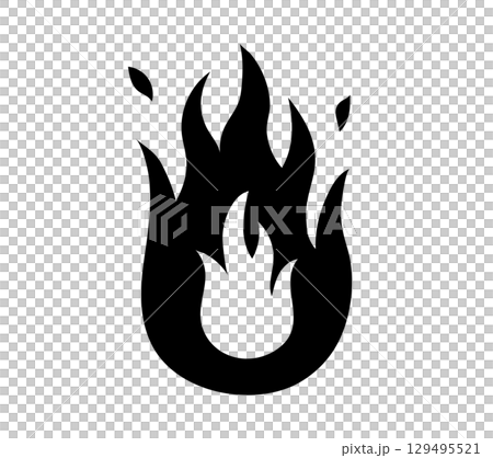 シンプルな火のアイコン　炎　燃える　熱い　熱　火災　情熱　可燃　燃焼　炎上　点火　マーク　やる気 129495521