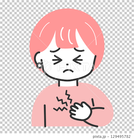 一位女士摀著胸口的插圖 129495782