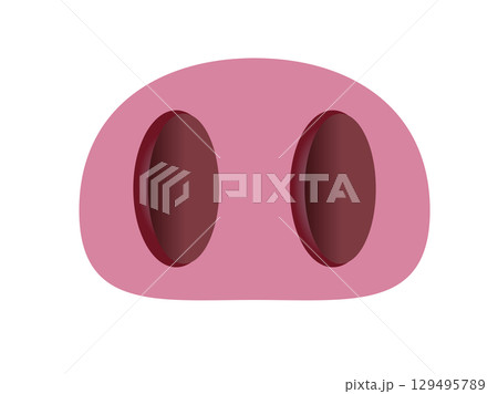 Gradient pink snout, nose of cute pig icon with two black nostrils Gradient pink snout, nose of cute pig icon with two black nostrils 129495789