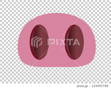 Gradient pink snout, nose of cute pig icon with two black nostrils Gradient pink snout, nose of cute pig icon with two black nostrils 129495789